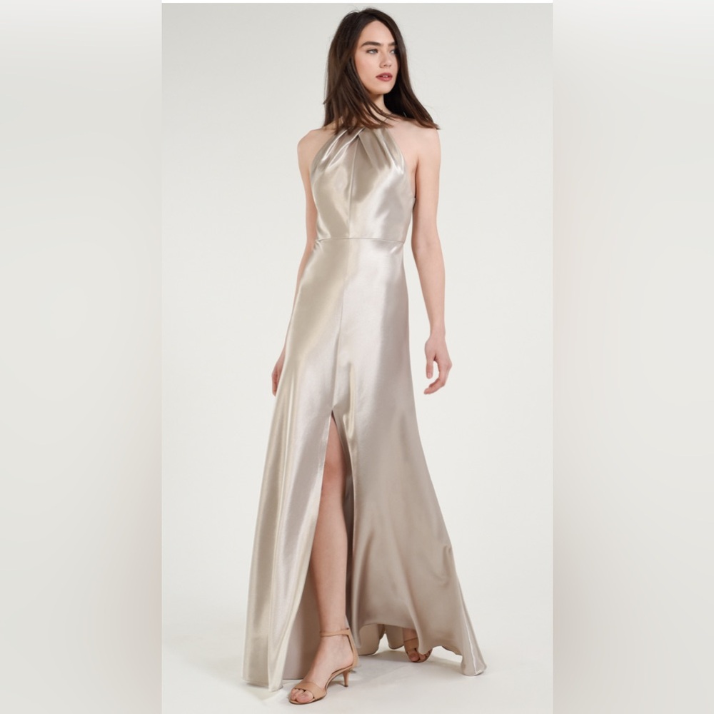 Birdy Grey Dress  Size Small Gold Monica Satin Halter